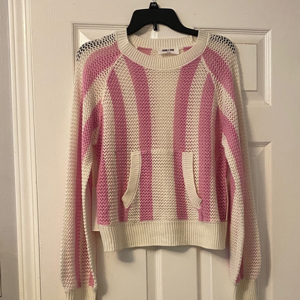 Double Zero Pink and Cream Striped Sweater